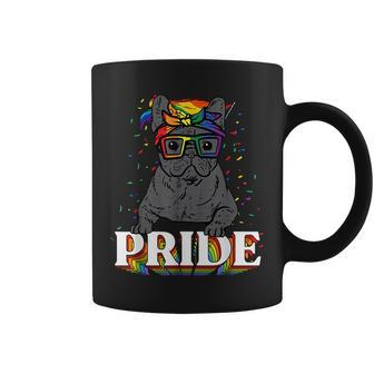 French Bulldog Frenchie Dog Lgbtq Rainbow Flag Gay Pride Coffee Mug | Mazezy
