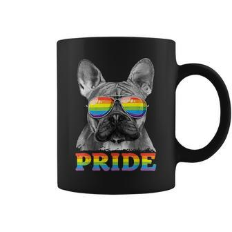 French Bulldog Gay Pride Lgbt Rainbow Flag Sunglasses Lgbtq Coffee Mug | Mazezy