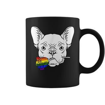 French Bulldog Gay Pride Rose Lgbt-Q Rainbow Frenchie Dog Coffee Mug | Mazezy