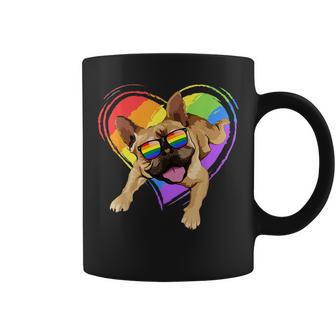 French Bulldog Rainbow Heart Gay Pride Lgbt Gifts Coffee Mug | Mazezy