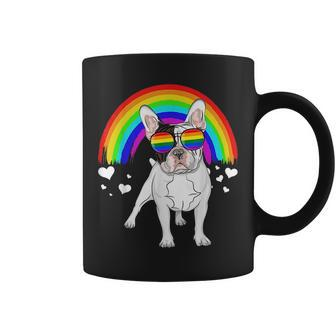 French Bulldog Rainbow Sunglasses Gay Pride Lgbt Gift Coffee Mug | Mazezy