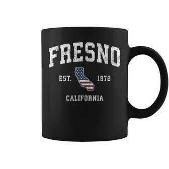 Fresno California Ca Vintage American Flag Sports Coffee Mug | Mazezy
