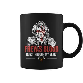 Freyas Blood Runs Through My Veins Frigg Norse Mythology Coffee Mug - Seseable