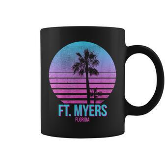 Ft Myers Florida Vintage Retro Palm Tree Beach Coffee Mug | Mazezy