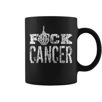 Fuck Cancer Skeleton Middle Breast Cancer Awareness Coffee Mug | Mazezy