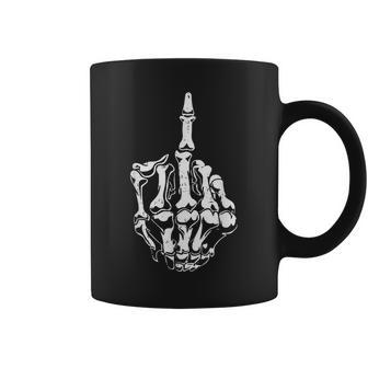 Fuck Off Halloween Skeleton Hand Middle Finger Adults Coffee Mug | Mazezy