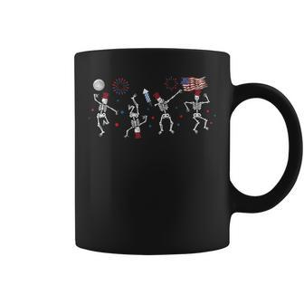 Funny 4Th Of July American Flag Dancing Skeleton Skellies Dancing Funny Gifts Coffee Mug | Mazezy