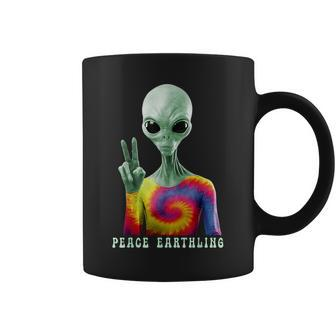 Funny Alien Peace Sign Tie Dye Peace Earthling Alien Funny Gifts Coffee Mug | Mazezy