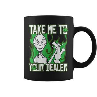 Funny Alien Stoner 420 Weed Marijuana Leader Ufo Bong Gift UFO Funny Gifts Coffee Mug | Mazezy