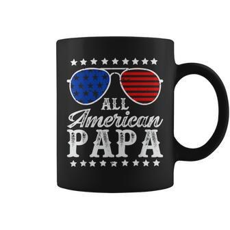 Funny All American Papa Sunglasses Usa 4Th Of July Coffee Mug - Seseable