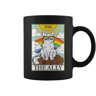 Funny Ally Cat Gay Pride Pride Sunglasses Cat Tarot Card Coffee Mug | Mazezy