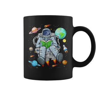 Funny Astronaut Reads Book In Space Outer Space Book Nerds Space Funny Gifts Coffee Mug | Mazezy
