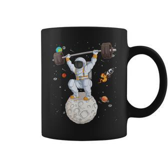 Funny Astronaut Space Weightlifting Fitness Gym Workout Men Coffee Mug | Mazezy