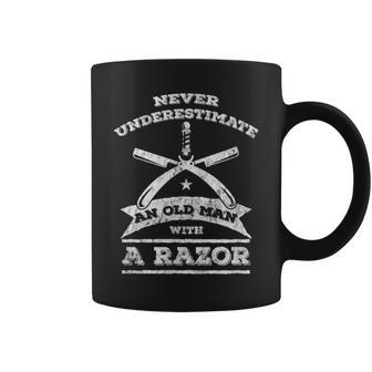 Barber -Never Underestimate An Old Man With A Razor Coffee Mug - Seseable