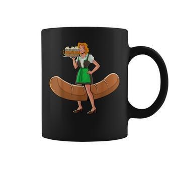 Barmaid Oktoberfest German Woman Bartwurst Dirndl Coffee Mug - Seseable