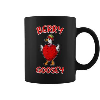 Funny Berry Goosey Cute Goose Strawberry Geese Sarcastic Pun Coffee Mug | Mazezy