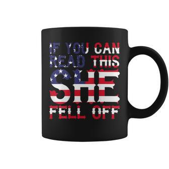 Funny Biker If You Can Read This She Fell Off Quote On Back Gift For Mens Coffee Mug | Mazezy