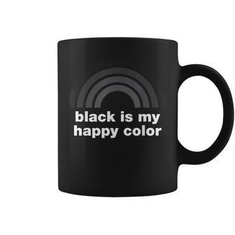 Funny Black Is My Happy Color Rainbow Goth Emo Sarcasm Coffee Mug - Thegiftio UK