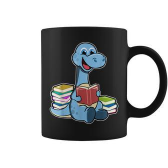 Funny Book Lover Reading Dinosaur Brachiosaurus Bookworm Reading Funny Designs Funny Gifts Coffee Mug | Mazezy
