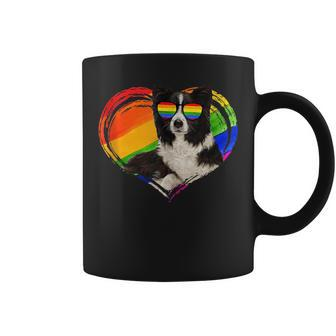 Funny Border Collie Dog Lover Rainbow Heart Gay Pride Lgbt Coffee Mug | Mazezy