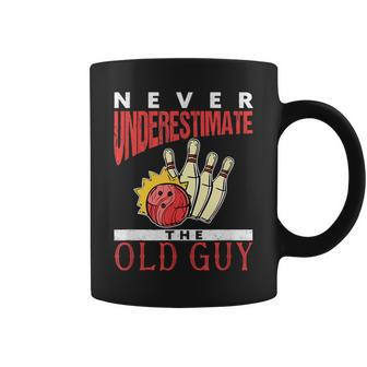 Funny Bowling Ten Pin Never Underestimate The Old Guy Bowler Bowling Funny Gifts Coffee Mug | Mazezy