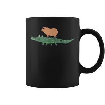 Funny Capybara Riding On A Crocodile Coffee Mug | Mazezy AU
