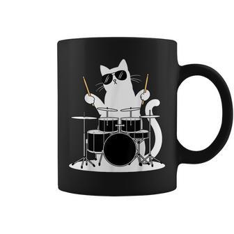 Funny Cat Cat Drummer Funny Cat Drumkit Coffee Mug - Seseable