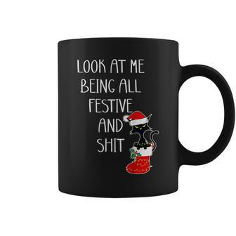 Cat Christmas Look At Me Being All Festive Shit Xmas Coffee Mug - Monsterry AU