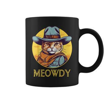 Funny Cat Cowboy Cowgirl Meow Howdy Meowdy Coffee Mug - Seseable