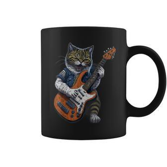 Cat Playing Guitar Cat Lover Graphic Cats Kitten Lover Coffee Mug | Mazezy