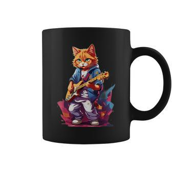 Cat Playing Guitar Cat Lover Graphic Cats Kitten Lover Coffee Mug - Seseable