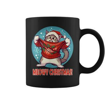 Cat In Ugly Sweater Meowy Christmas Pajama Coffee Mug - Seseable