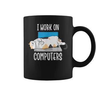Cat Cat I Work On Computers Cat Lover Coffee Mug - Monsterry