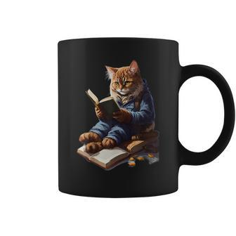 Cats Reading A Book Graphic Cat Kitten Lovers Coffee Mug | Mazezy