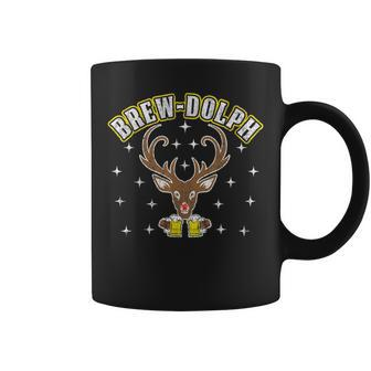 Funny Christmas Drinking Reindeer Alcohol Brewdolph Beer Coffee Mug | Mazezy