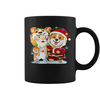 Funny Corgi And Santa Costume Christmas Fairy Light Coffee Mug | Mazezy