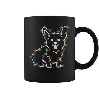 Funny Corgi Dog With Christmas Fairy Lights Coffee Mug | Mazezy