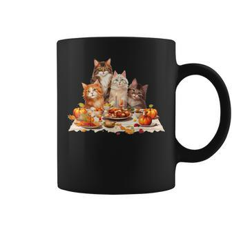 Cute Cat Lover Celebrating Thanksgiving Autumn Dinner Coffee Mug | Mazezy