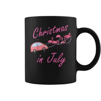 Funny Cute Flamingo Pink Camping Car Christmas In July Coffee Mug - Seseable