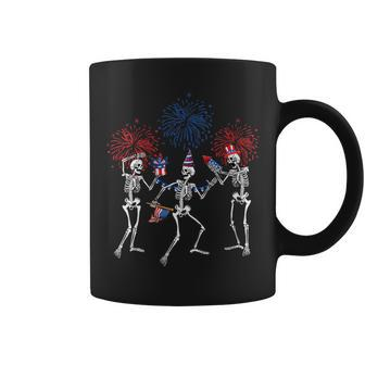 Funny Dancing Skeletons & Usa Flag America Independence Day Dancing Funny Gifts Coffee Mug | Mazezy