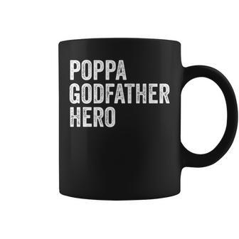 Funny Distressed Poppa Godfather Hero Apparel Grandpa Dad Coffee Mug | Mazezy