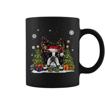 Dog Boston Terrier Santa Hat Ugly Christmas Sweater Coffee Mug - Monsterry DE