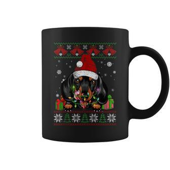 Dog Lovers Dachshund Santa Hat Ugly Christmas Sweater Coffee Mug - Monsterry DE