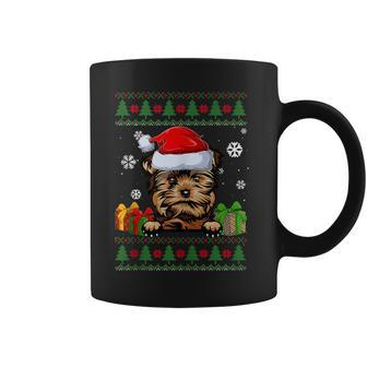 Dog Lovers Yorkie Santa Hat Ugly Christmas Sweater Coffee Mug - Monsterry DE