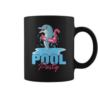 Funny Dolphin Fish Wearing Pink Flamingo Float Summer Vibes Coffee Mug | Mazezy