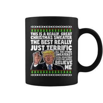 Donald Trump Ugly Christmas Sweater Parody Speech Coffee Mug - Seseable