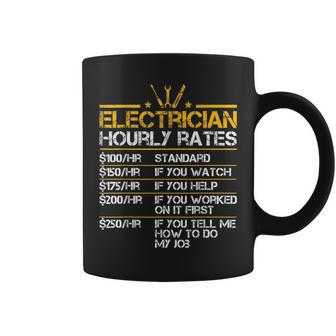 Funny Electrician Hourly Rates Lineman Men Electrician Dad Coffee Mug - Seseable