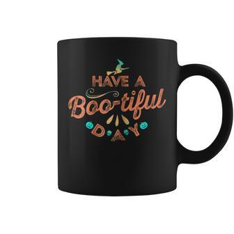 Fall Halloween Witch Says Have A Bootiful Day Coffee Mug | Mazezy