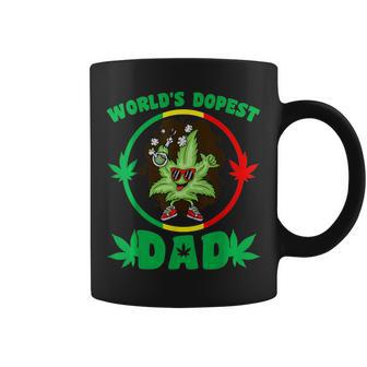 Funny Fathers Day Worlds Dopest Dad Cannabis Marijuana Weed Coffee Mug - Seseable