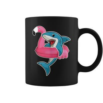 Funny Flamingo Float Summer Shark Floating Coffee Mug - Monsterry
